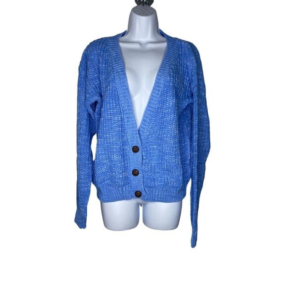 Glamorous Woman’s Blue Slouchy Boyfriend‎ Oversized Sweater Cardigan SZ M - Picture 1 of 6